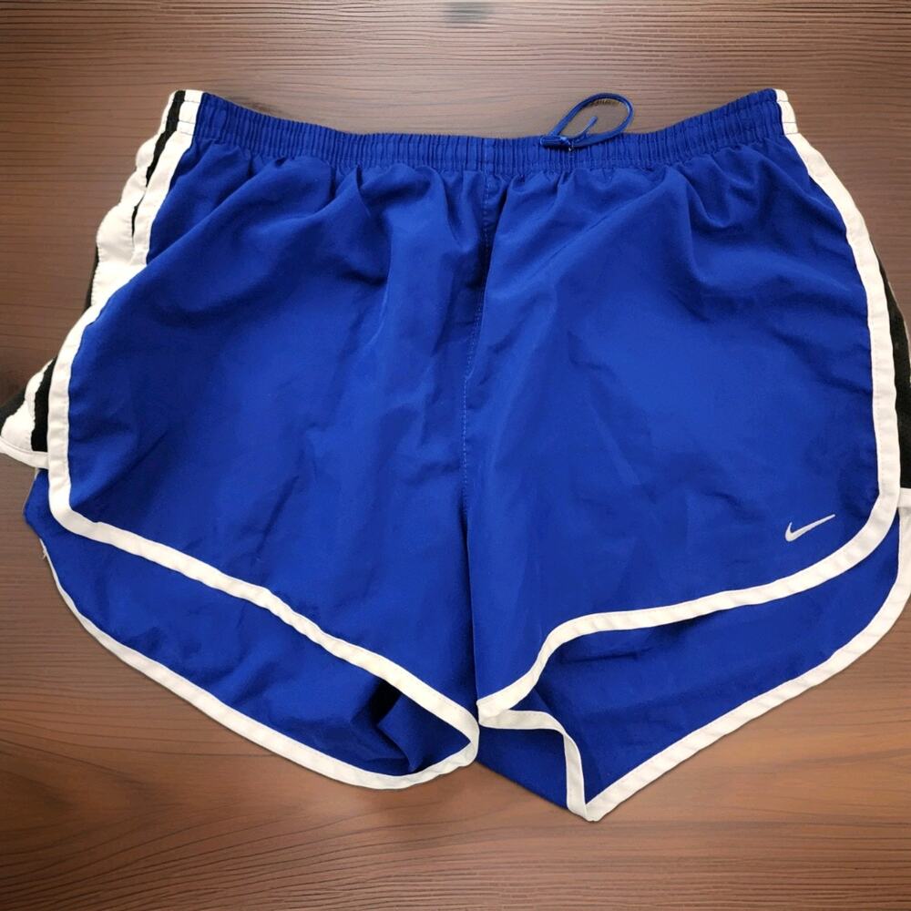 Nike Womens Royal Blue White Tempo Dri-FIT Running Shorts Athletic Gym Workout